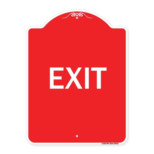 Signmission Designer Series Sign-Exit 1, Red & White Aluminum Architectural Sign, 18" H, 24" L, RW-1824-24042 A-DES-RW-1824-24042